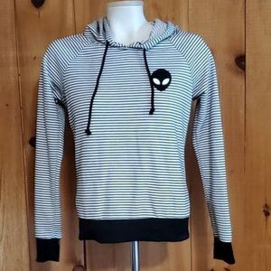 Trillium Alien Black White Striped Hoodie XS